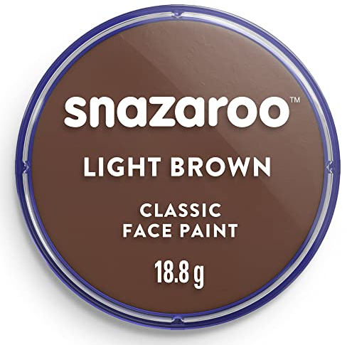 Snazaroo - Pintura facial y corporal, 18 ml, color marrón claro, profesional a base de agua, pastilla de aquacolor individual para adultos, niños y efectos especiales
