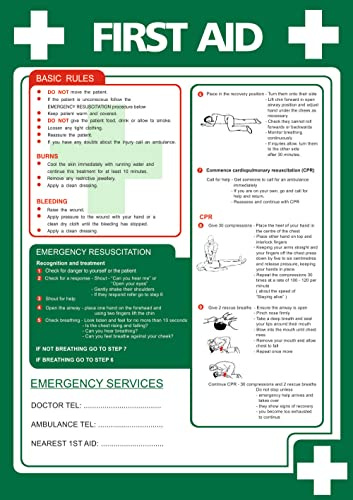 Seco First Aid Poster, A2 (420mm x 594mm) - 0.44mm Polypropylene