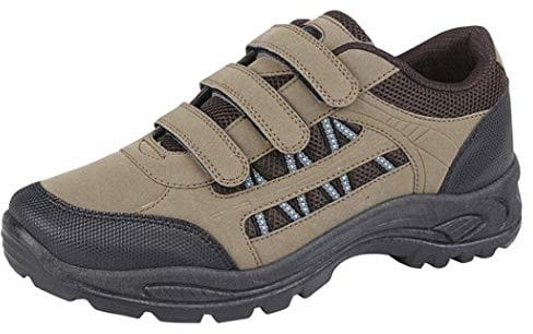 Dek ASCEND Three Touch Fastening Trek And Trail Casual Trainer Shoes - Khaki/Brown Textile/Synth.Nubuck, Small Kids UK 8 / EU 25