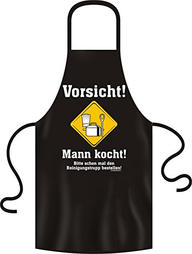 RAHMENLOS Fun Spruch Grillschürze Vorsicht! Mann kocht!