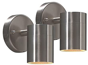 2er-Set Edelstahl Wandleuchte MODENA Down-Light, GU10, Höhe 9 cm, IP44; Konstsmide 7572-000