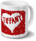 Tasse mit Namen Tiffany - Motiv Rosenherz - Namenstasse, Kaffeebecher, Mug, Becher, Kaffeetasse - Farbe Weiß