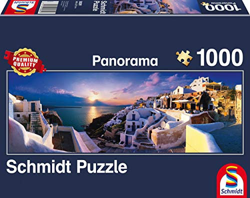 Sonnenuntergang auf Santorin, (Puzzle): Panorama-Puzzle