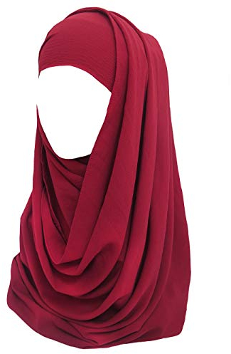 Lina & Lily Bubble Crepe Chiffon Damen Muslim Hijab Kopftuch Schal Turban, Stoff Leicht Undurchsichtig (Weinrot)