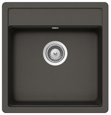 SCHOCK Fregadero de cocina 49 x 51 cm Nemo N-100S Asphalt – Fregadero de granito gris a partir de 50 cm de ancho