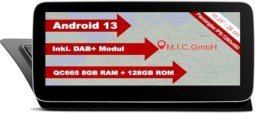 M.I.C. A4H Android 13 Autoradio mit navi Qualcomm Snapdragon 665 8G+128G Ersatz für Audi A4 S4 RS4 A5 S5 RS5 Multimedia Radiosystem 2009-2017:SIM DAB Plus Bluetooth 5.0 WiFi 10.25 IPS