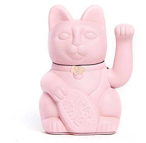 Winkekatze Glückskatze Maneki Neko Glücksbringer Japanische Glückskatze Dekofigur mit Beweglichem Arm Batteriebetrieben für Schreibtisch Büro Wohnzimmer Eingang Geschenkidee (Hellpink, M)
