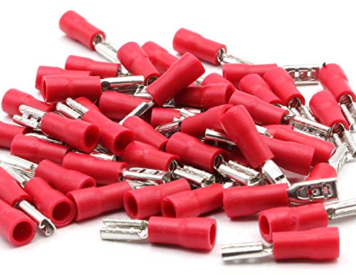 10x Flachsteckhülsen weiblich rot 0,5-1,5 mm² Steckbreite 2,8 mm Teilisoliert PVC Steckverbinder Kabelsteckschuhe Kabelschuhe Verbinder aus Messing verzinnt