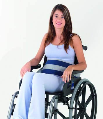 Obbocare Ceinture abdominale pour fixation de tronc en fauteuil roulant Ceinture de fixation avec fermeture avec clip et réglage rapide. Anti-chute. Taille 1