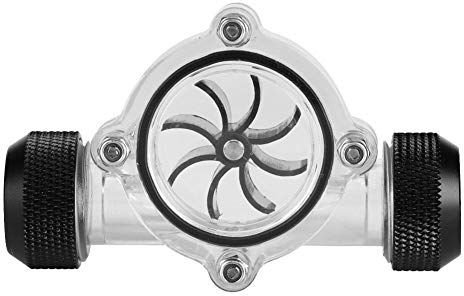 DEWIN Wasserflussanzeige für PC, G1/4 Gewinde Durchflussmesser Indikator, Kühlstromzähler von Buchse zu Buchse für Computer Wasserkühlsystem 8 Laufräder(Schwarz)