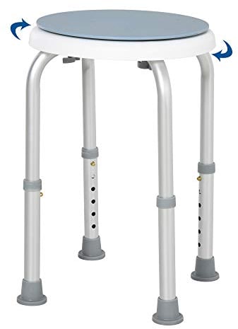 HOMCOM 360° Swivel Seat Bath Shower Stool, Adjustable Height Shower Chair with Aluminium Frame Non-Slip Feet Chair Safe Support Home Assistance, Blue