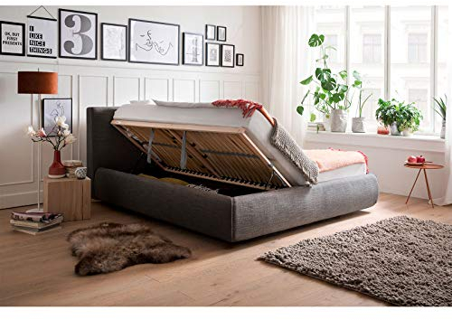 möbelando Polsterbett Ehebett Doppelbett Bett Bettanlage Atesio anthrazit 180x200 cm H2/H3