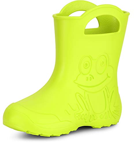 Ladeheid Stivali Bambino e Bambina in Gomma Comodi Stivali Pioggia Bambino con Motivo a Rana LA-CA-01 (Lime, 22/23 EU)
