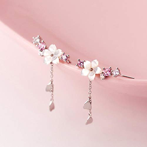 Couleur Argent Mode Fleur Fleurs de Cerisier Conception Dame Femmes Boucles d'oreilles Goutte Bijoux Cadeau