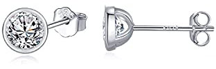SNORSO Boucles d'oreilles Femme Argent 925, Clous d'oreilles Zircone Cubique 3mm Rondes pour Femme Fille