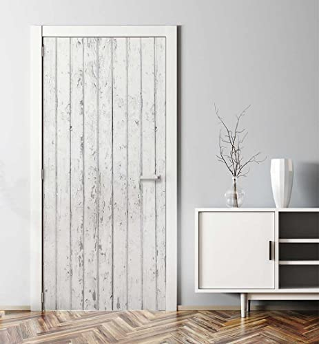 MyMaxxi - Tür bekleben mit Türtapete Türposter Türfolie Selbstklebend 90x200 Holzwand weiß - Tür verschönern Türaufkleber Türklebefolie Baum Rustikal weiß