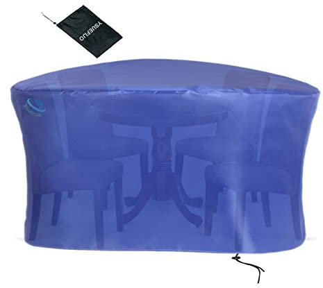 YSUEFIJO Abdeckung für Gartenmöbel Runder 60x60cm, Wasserdicht 420D Oxford Esstisch Abdeckhaube Winddicht SchutzhüLle Dunkelblau für Gartentische Outdoor Terrasse Möbelsets with Storage Bag