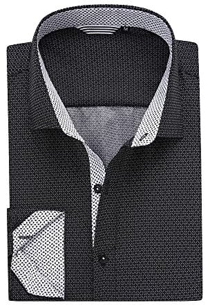 Alex Vando Mens Printed Dress Shirts Long Sleeve Regular Fit Button Down Shirt,Black,XL