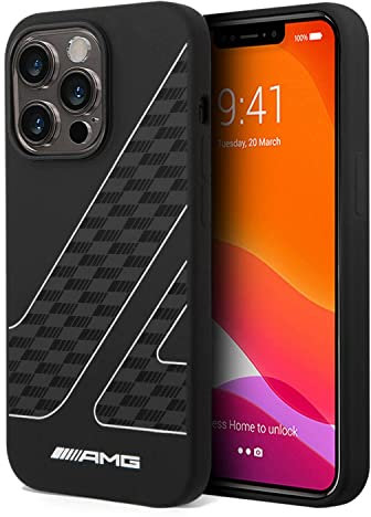 CG MOBILE AMG Schutzhülle für iPhone 14 Pro – Flüssigsilikon-Hülle – Karierte Flagge Design – schlanke Passform – stoßfest – vollständiger Schutz für iPhone 14 Pro 15,5 cm (6,1 Zoll) Apple –