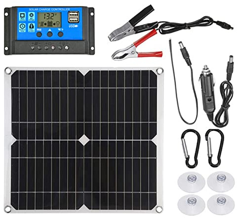 PHASFBJ Kit Solaire 12v 25W Panneaux Solaires Flexibles Module PERC Monocristallin 10~60A MPPT Régulateur Solaire pour Bateau, Voiture, Caravane, Charge de Batterie 12v,10a Controller