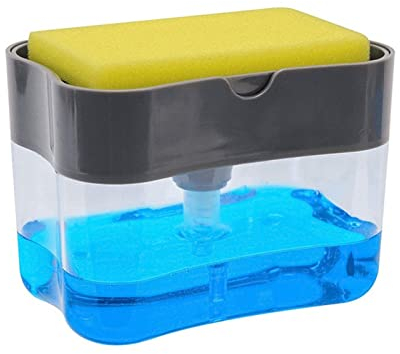 Dispenser di detersivo per piatti e portaspugna per lavello della cucina, Dispenser di detersivo per piatti Press Design Distributore automatico di liquidi Portaspugna Dispenser di sapone per cucina d