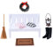 Aolso Puppenhaus Zubehör, 7PCS Wichtel Zubehör, Miniatur Wichtel Zubehör Zubehör Weihnachten, Mini Kopfkissen Holzbank Teppich Öllampe Regen Stiefel Kehrbesen Möbel Deko