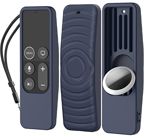 Telecomando Custodia protettiva in silicone per Apple TV 4K 4th/5th Gen Custodia remota in silicone per Air tag per Apple TV HD Copertura remota protettiva (blu)