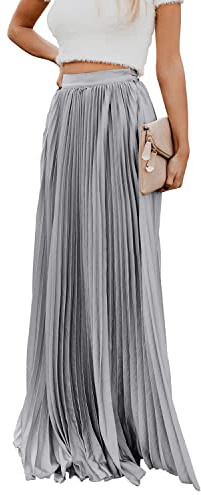 utcoco Damen Elegant Maxirock Hohe Taille Plissee Chiffon Lange Röcke für Frauen