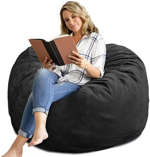 SEASXOLTE Sitzsack-Stuhl 122 cm, mit Memory-Schaum gefüllt, abnehmbarer Samtbezug, riesiger Sitzsack für Erwachsene und Jugendliche, runder Sofasessel für Schlafsaal, Schlafzimmer und Spielzimmer,