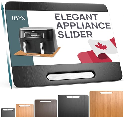 Ibyx Sliding Appliance Tray for Coffee Machines – Bamboo Under-Cabinet Countertop Slider with Quiet Wheels (33 × 26.7 cm)