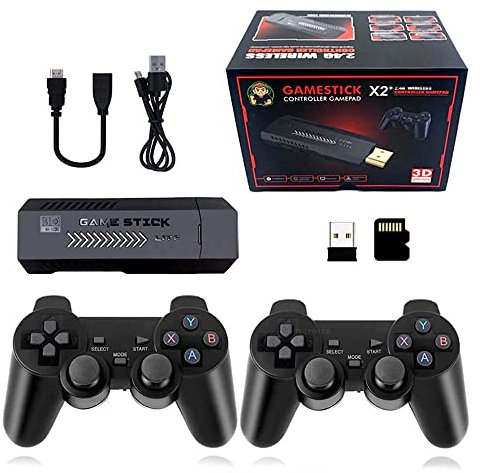X2 Plus Game Stick Retro Console,Plug & Play Video Game Stick,with Dual 2.4G Wireless Controllers,Built in 40000+ games 128GB