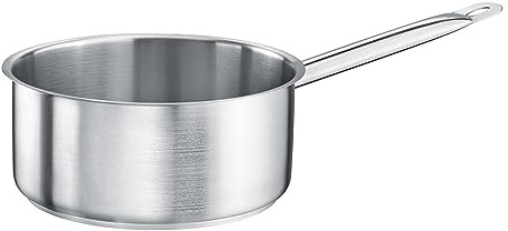 TOMGAST Stieltopf Durchmesser: 13 cm Höhe: 5 cm Fassungsvermögen: 0,7 l | Edelstahl 18/10 | Wandstärke 1 mm bis 1,2 mm | 3-lagiger Aluminium-Stahlboden | Induktion