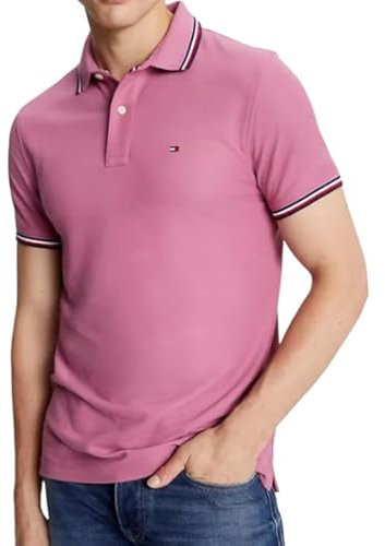 Tommy Hilfiger Polo Uomo a Righe, Rosa, viola., M