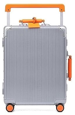 Handgepäck Koffer Aluminiumrahmen-Koffer, Boarding-Koffer, stumm, universelles Rad, breiter Trolley-Koffer, Business-Koffer, Gepäck aus reinem PC-Material Reisekoffer ( Color : Silver , Size : 28inch