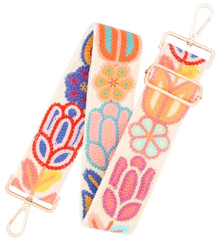 chushui Knit Purse Strap,Replacement Crossbody Wide Adjustable Strap for Bag Handbag,Beige Shoulder Strap - Cartoon Flower