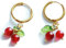 Mädelswelt | Handgemachte Ohrring/Creolen Kirschen | Stilvoller Edelstahl hängend Achat Stein Steinanhänger | Handmade Ohrring für Damen/Mädchen… (Gold/Rot)