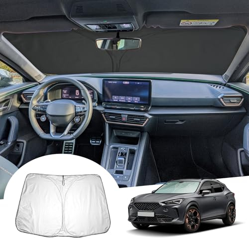 GAFAT Compatible con Cupra Formentor/Seat Leon MK4 2021–2024 2025 Parasol para Parabrisas Interior, Formentor 2025 Parasoles Lunas Delanteras, Enfriamiento, Protección UV, Formentor Accesorios