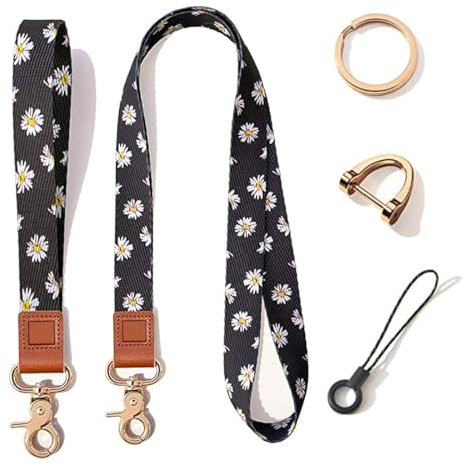 Lanyard Umhängeband und Schlüsselbänder Wristlet Set, Schlüsselband, Umhängeband, Wristlet Keychain, für Ausweisclip, Handy, Schlüssel (Stücke Langer Stil+Kurzer Stil)