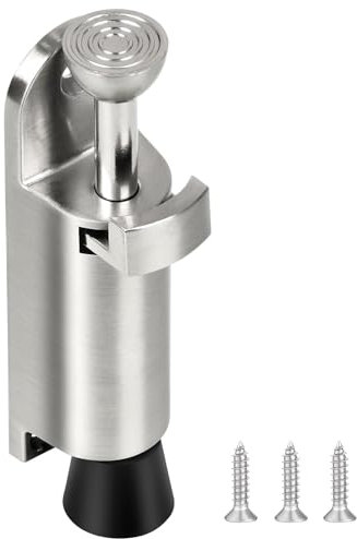Kick Down Door Stop, Door Stoppers for Floor, 4 Inch Silver Door Stops Indoors, Heavy Duty Zinc Alloy kickdown Doorstops with Soft Rubber Tip, Door Holder for Garage Gate, Office, Home