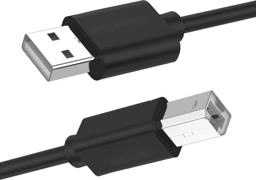 1.5 Meter USB Printer Cable USB 2.0 A to B Lead Compatible with printers and scanners from HP Samsung Cannon and all other USB A/B devices Black (1)