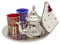 Moroccan Engraved Teapot Set Small: Silver Teapot with Integrated Filter and Holder, 2 Tea Glasses and Silver Tray, Handmade in Morocco, Serving Mint Tea Gift Set