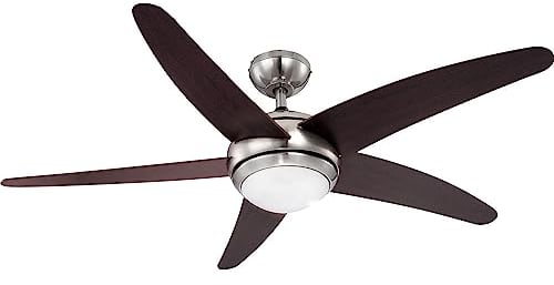 GLOBO Deckenventilator Raumkühler Deckenleuchte Lüfter Wohnzimmerlampe Ventilator mit Fernbedienung, braun silber, 3 Geschwindigkeiten, 1x E14,132 cm