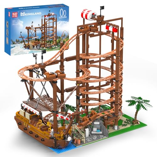 Mould King 11013 Loop Coaster Baustein, Doppelschrauben-Achterbahn mit Motor, MOC Vergnügungspark Untersetzer Modell Bauset für Erwachsene (2174 Teile)