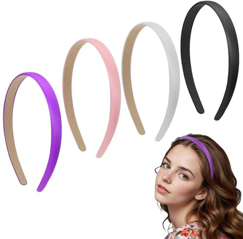 YUXIANLB 4er Set Breite Rutschfeste Haarreifen für Damen Modische Vintage Stirnbänder für Sommer Alltag Bequeme Einfarbige Kopfbedeckung for alle Haartypen & Frisuren Retro Design