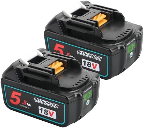 2 x Batterie di Ricambio BL1850B 18V 5,5Ah per Makita 18V Batteria compatibili con BL1830 BL1840 BL1850 BL1860 batteria agli ioni di litio con indicatore LED della percentuale di carica residua