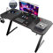 GTPLAYER Gaming Desk 120X60CM Computer Desk with Power Outlets Sturdy Carbon Fiber Z Frame Large Gaming PC Table with Headphone Hooks for Home Office Bedroom