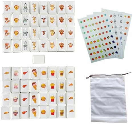 Emballage simple,65 Blocs de 30mm Jeu de Seaside Style Escape Game de Style Mahjong,Jeu de Tuiles pour Enfant,de Mahjong 2 Joueurs,en ABS Plastique,Domino d'évasion,avec DIY Autocollants en PVC