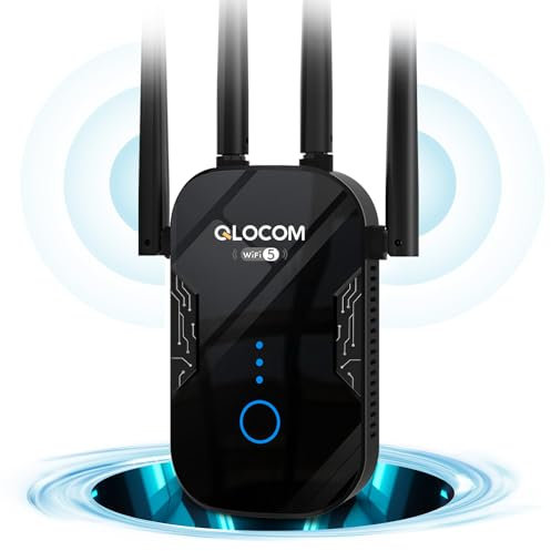 QLOCOM Booster WiFi Double Bande 1200Mbps,WiFi Extender 5GHz & 2.4GHz ghpxjhvhjw
