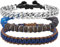 Dazylleco Set di 3 Bracciale da Uomo Bracciale Pietre Naturali Bracciale a Catena Cubano Bracciale in Corda Regolabile Regali di Gioielli Fatti a Mano per Uomo(89-Sapphire)