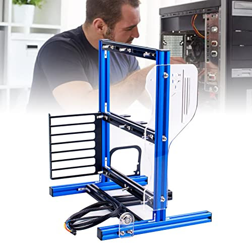 SustVita Aluminum Open Air Computer Case, Vertical Motherboard Chassis Kit, DIY ITX MATX ATX Test Bench (Blue Black)